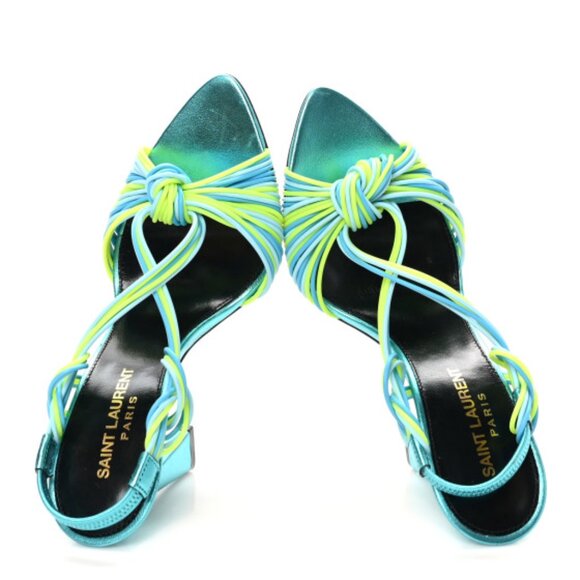 YSL Saint Laurent Gippy Multicolor Strappy Knot Patent Leather Sandal 38.5-US 8 - Picture 17 of 17